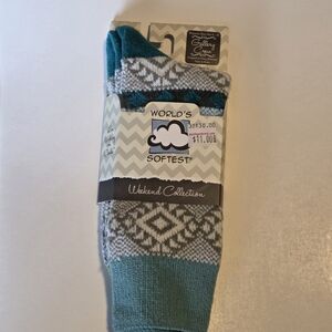 Men's Teal and Gray Socks 6-10